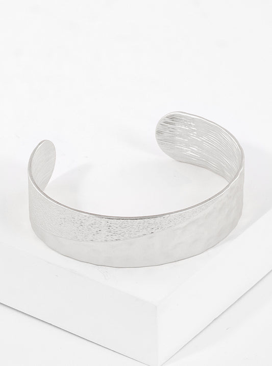 Textured Flat Metal Cuff Bracelet