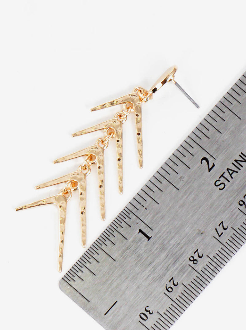Textured Metal Fishbone Post Dangle Earrings