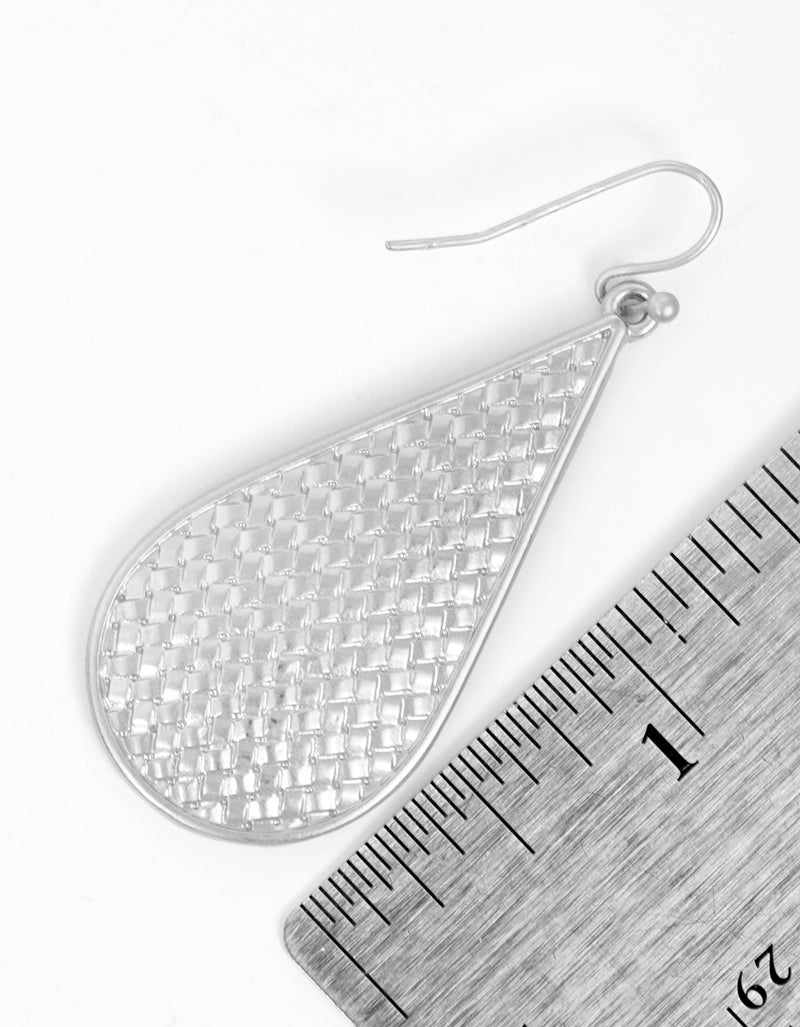 Textured Metal Teardrop Dangle Drop Earrings