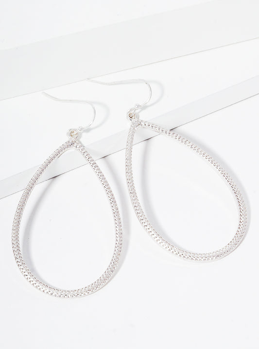 Textured Metal Teardrop Dangle Drop Earrings