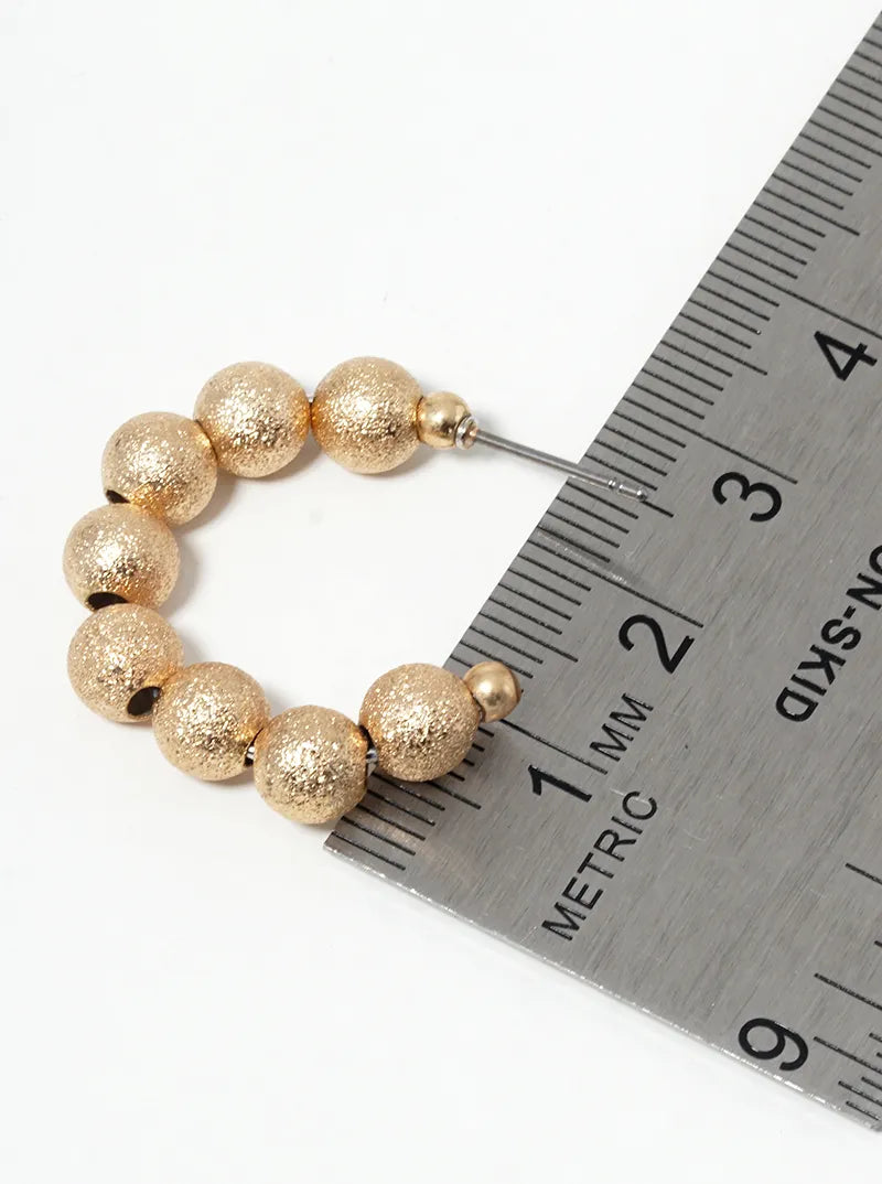 Textured Metallic Bead 20mm Open Hoop Earrings