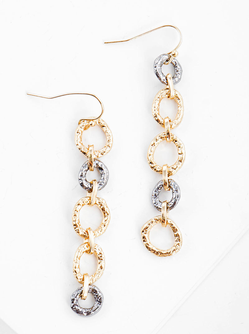 Textured Mismatched Metal Chain Drop Earrings