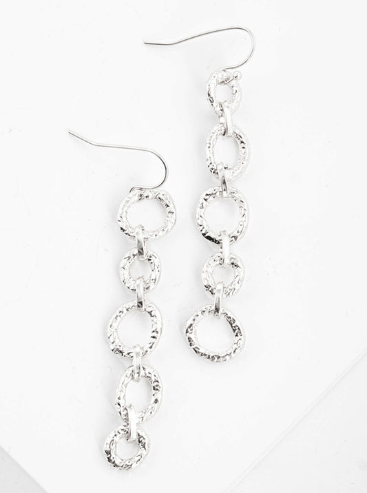 Textured Mismatched Metal Chain Drop Earrings