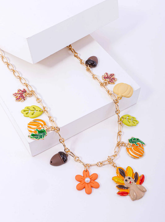 Thanksgiving Enameled Multi Charm Necklace