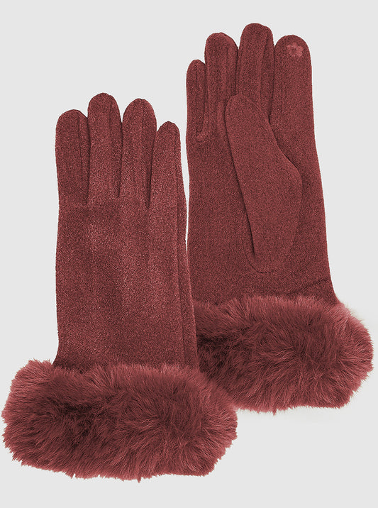Thermal Touch Screen Faux Fur Gloves
