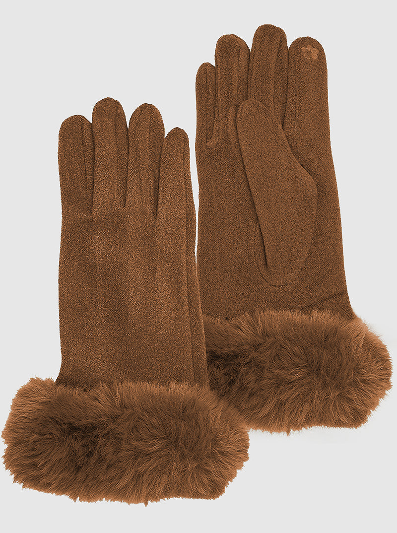 Thermal Touch Screen Faux Fur Gloves