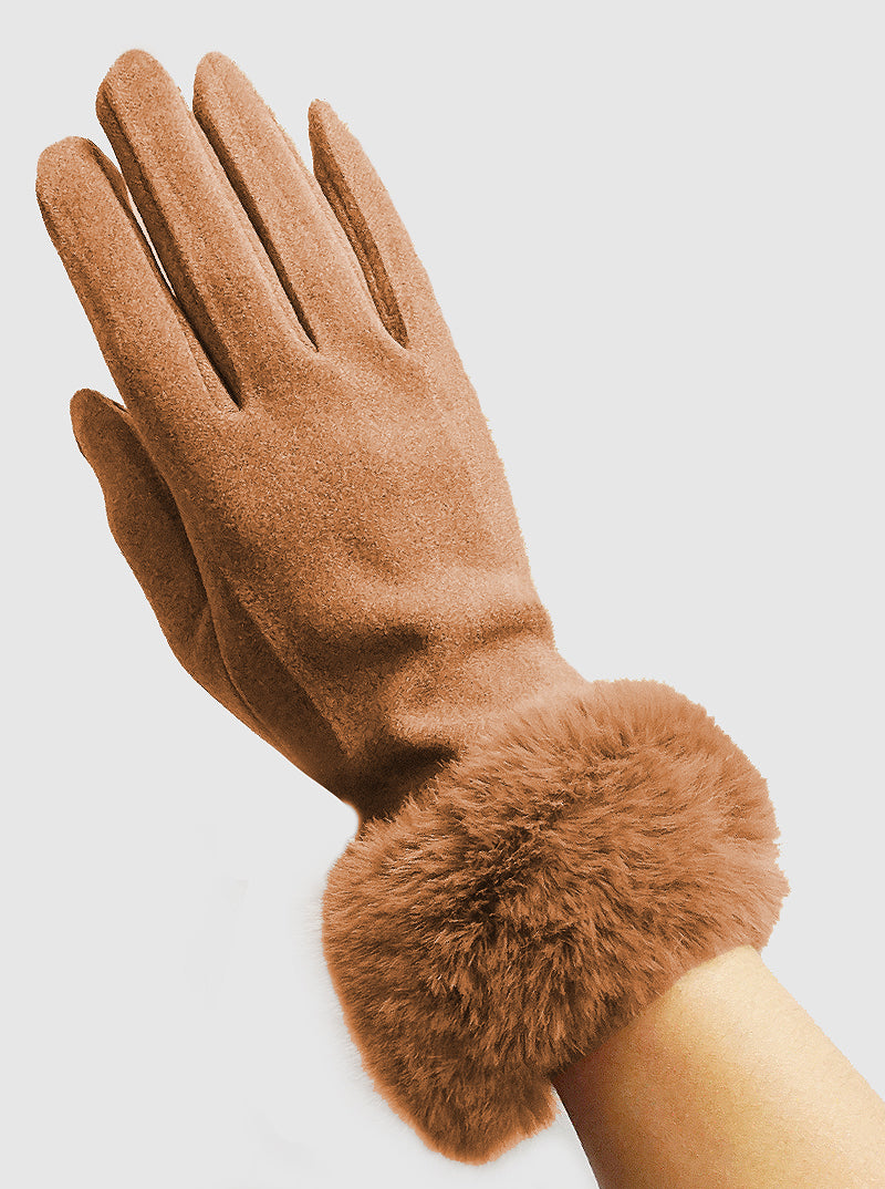 Thermal Touch Screen Faux Fur Gloves