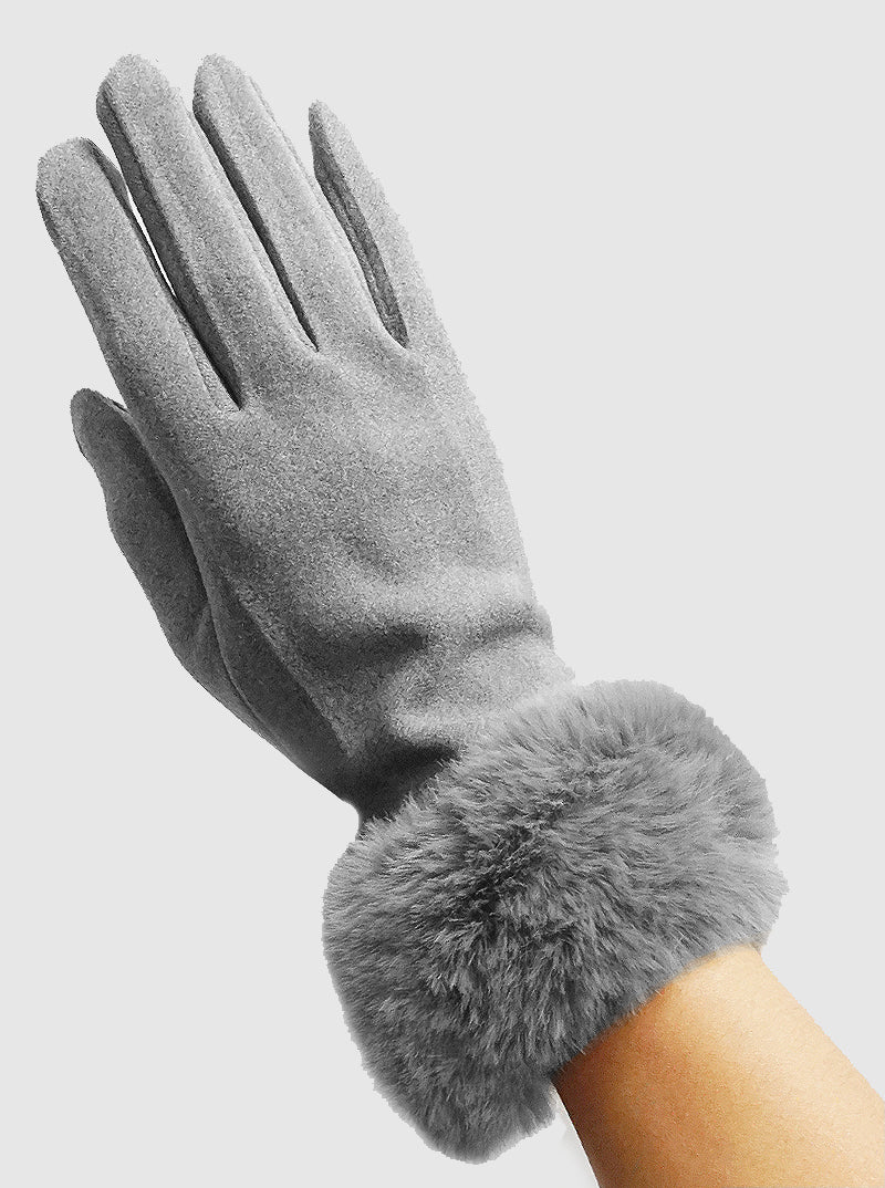 Thermal Touch Screen Faux Fur Gloves
