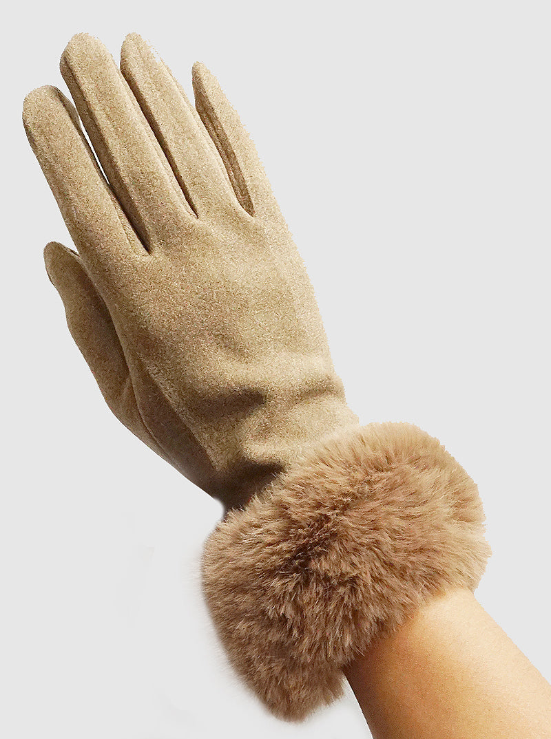 Thermal Touch Screen Faux Fur Gloves