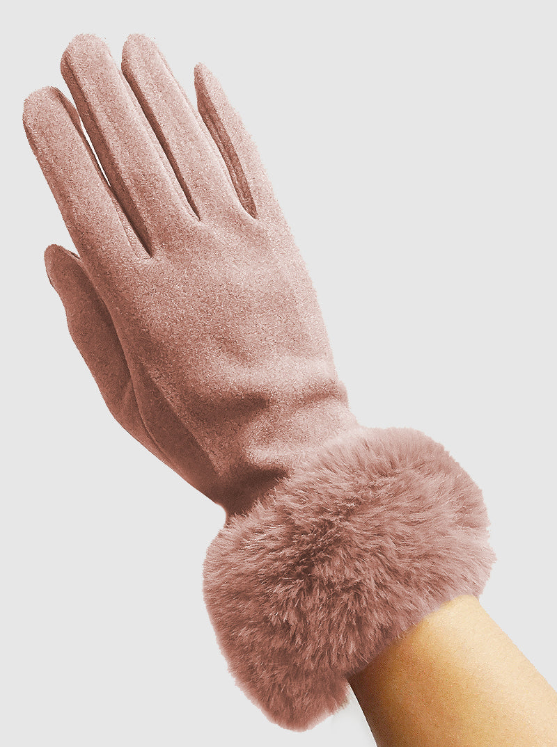 Thermal Touch Screen Faux Fur Gloves