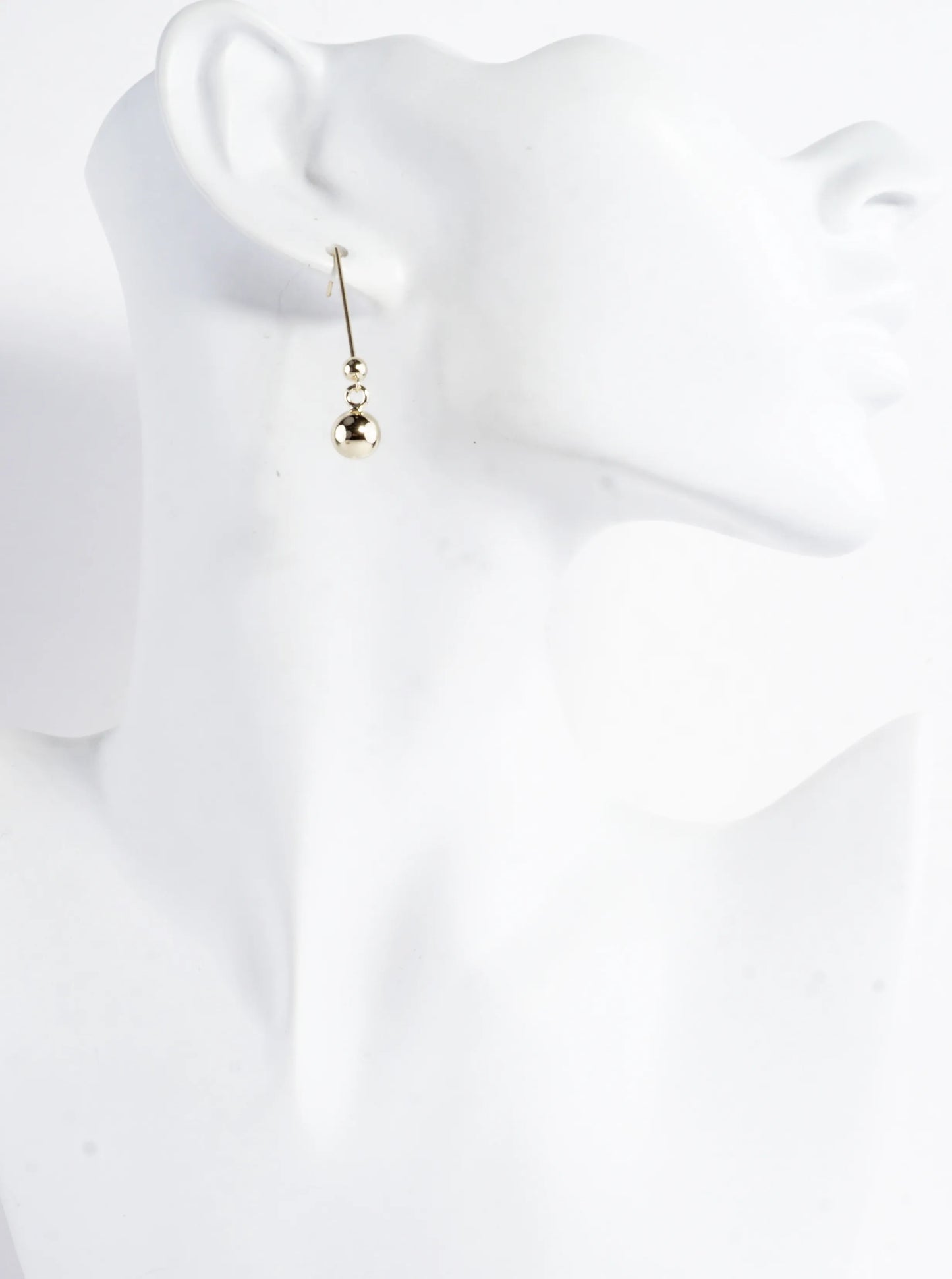 Thin Brass Bar Linear Dangle Drop Earrings Balls