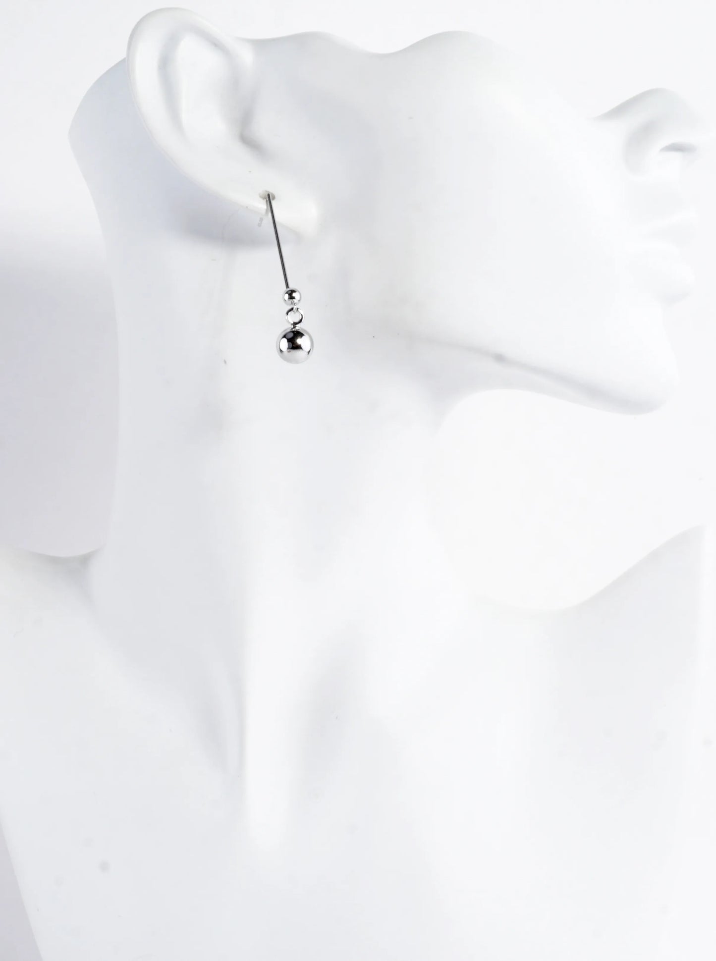 Thin Brass Bar Linear Dangle Drop Earrings Balls