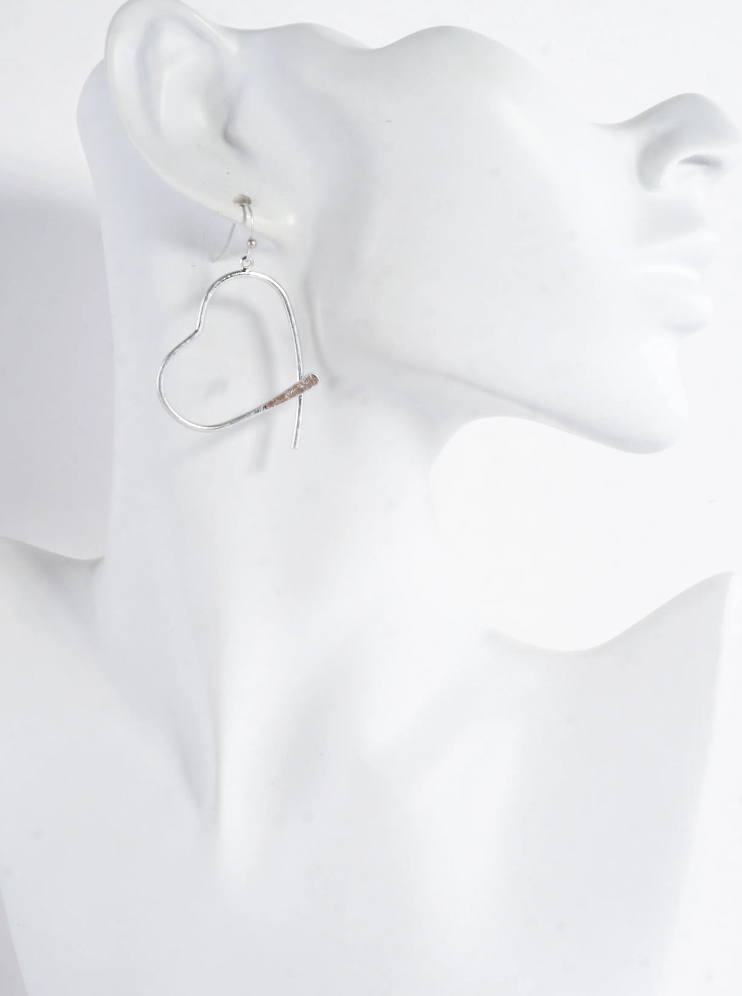 Thin Brass Heart Drop Earrings
