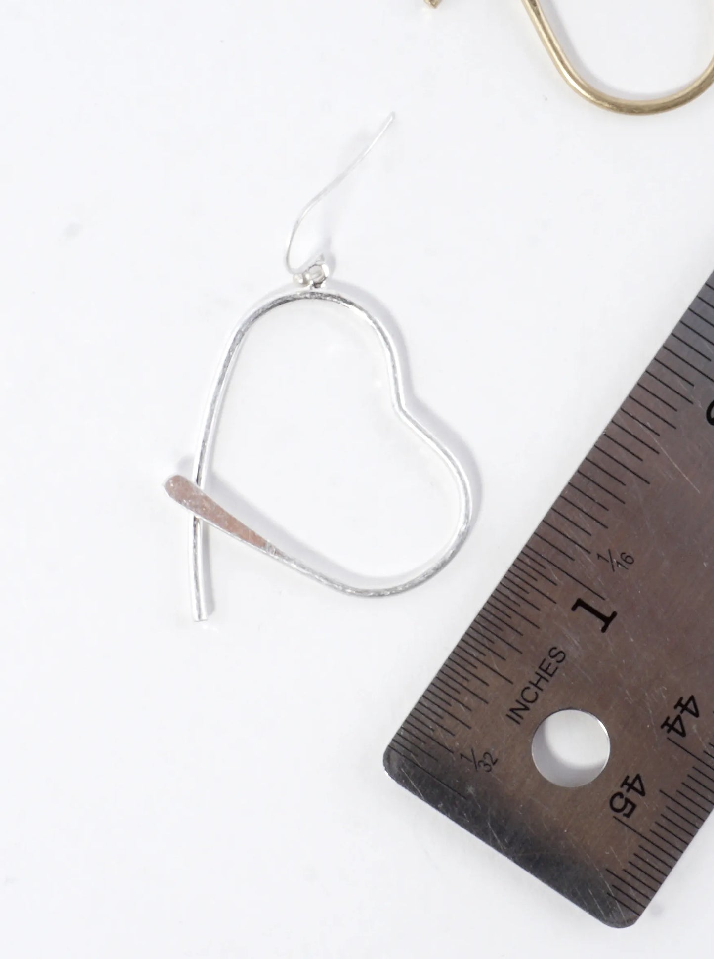 Thin Brass Heart Drop Earrings