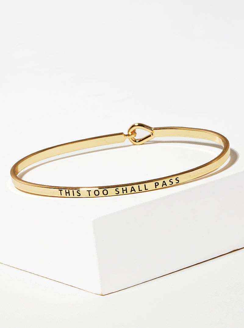 This Too Shall Pass Engraved Inspirational Bangle Bracelet