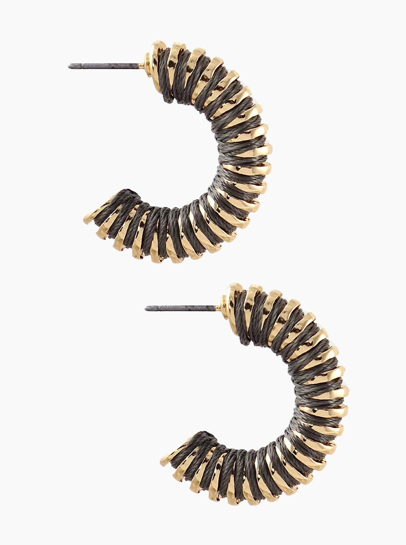 Thread Wrapped 25mm Open Hoop Earrings