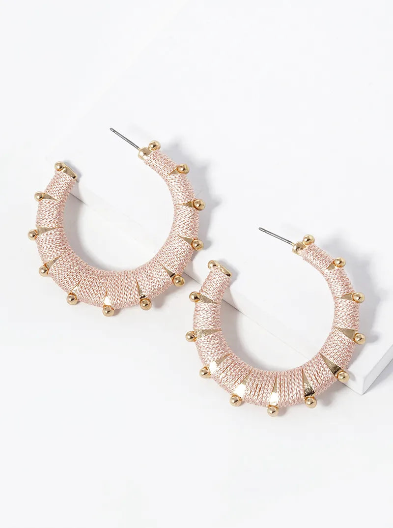 Thread Wrapped 40mm Open Hoop Earrings