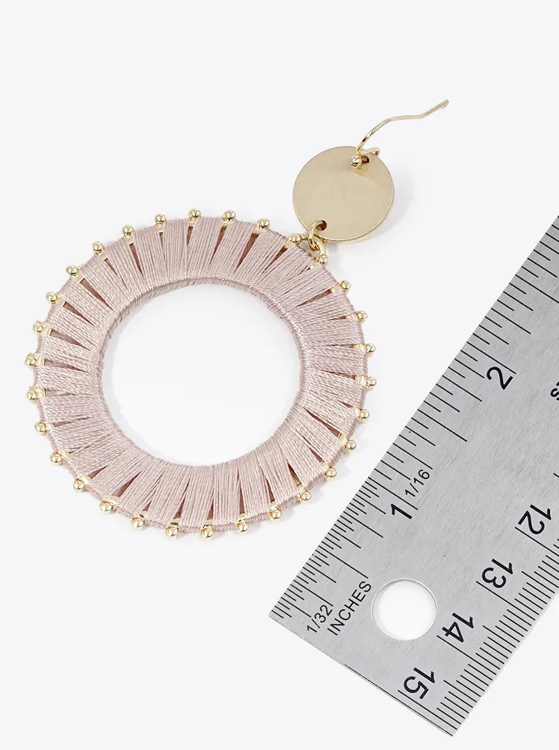 Thread Wrapped Circle Drop Dangle Earrings