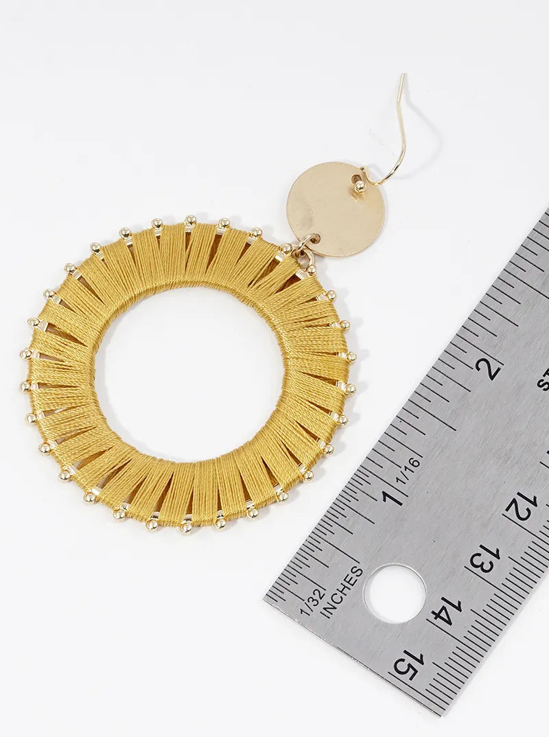 Thread Wrapped Circle Drop Dangle Earrings