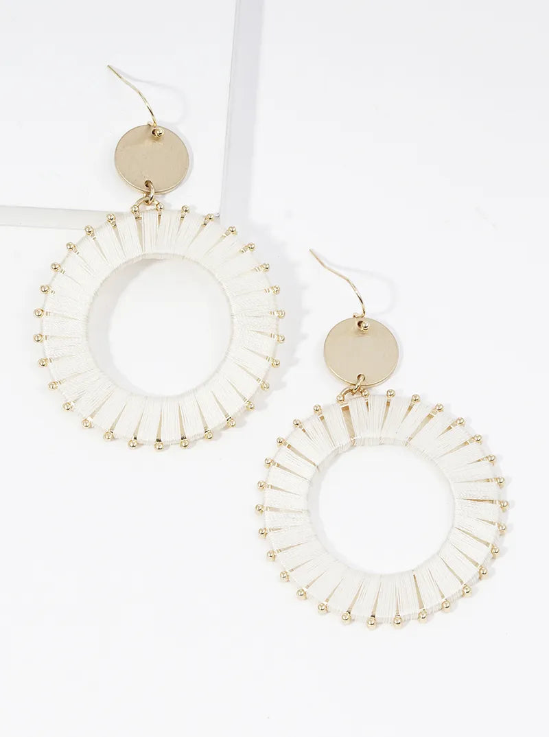 Thread Wrapped Circle Drop Dangle Earrings