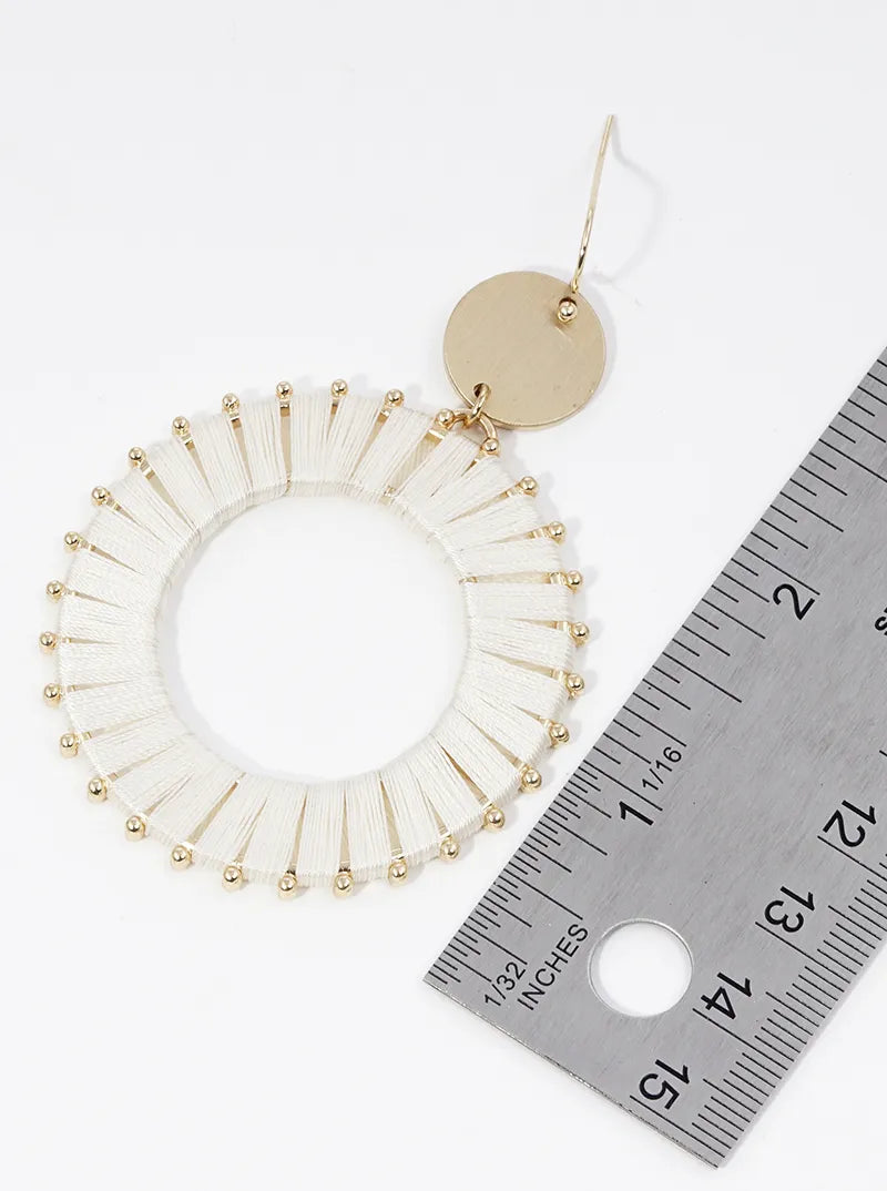 Thread Wrapped Circle Drop Dangle Earrings