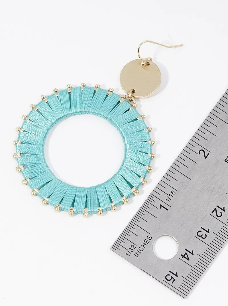 Thread Wrapped Circle Drop Dangle Earrings
