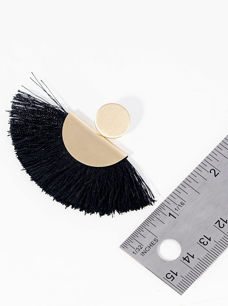 Thread Fan Tassel Bohemian Post Dangle Drop Earrings