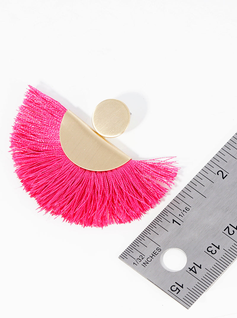 Thread Fan Tassel Bohemian Post Dangle Drop Earrings