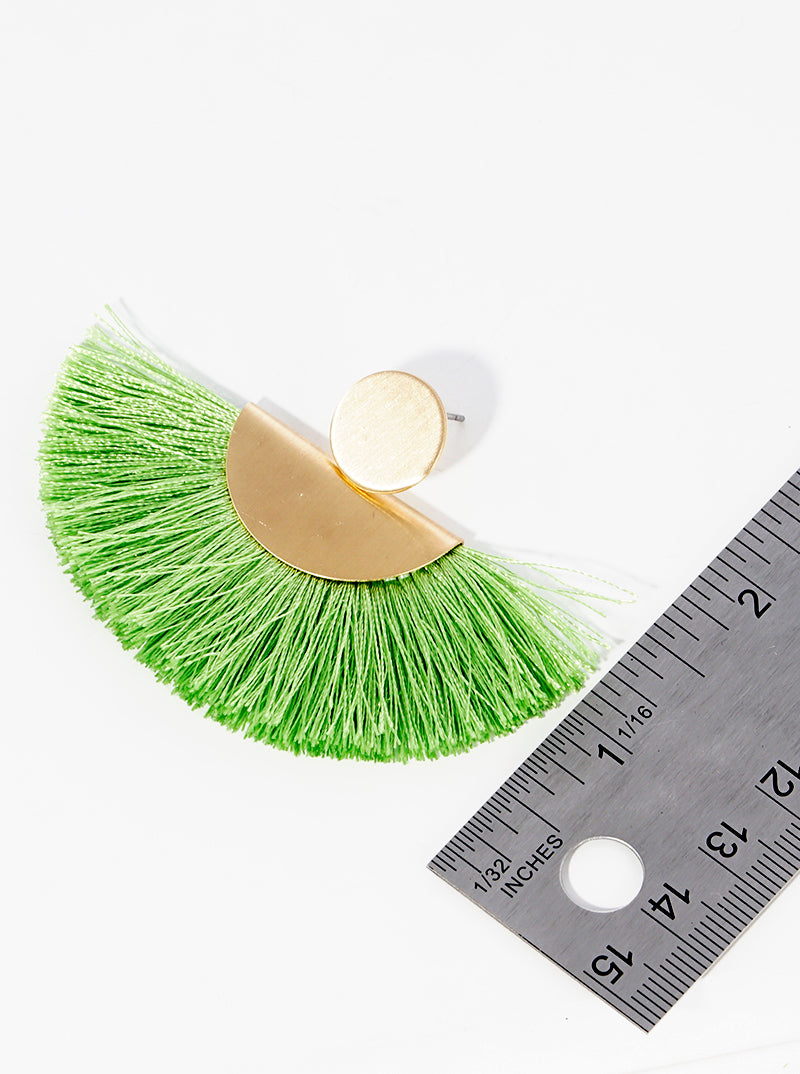 Thread Fan Tassel Bohemian Post Dangle Drop Earrings