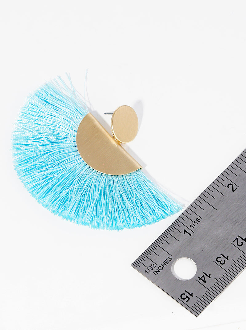 Thread Fan Tassel Bohemian Post Dangle Drop Earrings