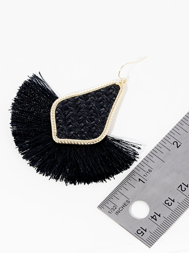 Thread Fan Tassel Embellished Dangle Drop Earrings