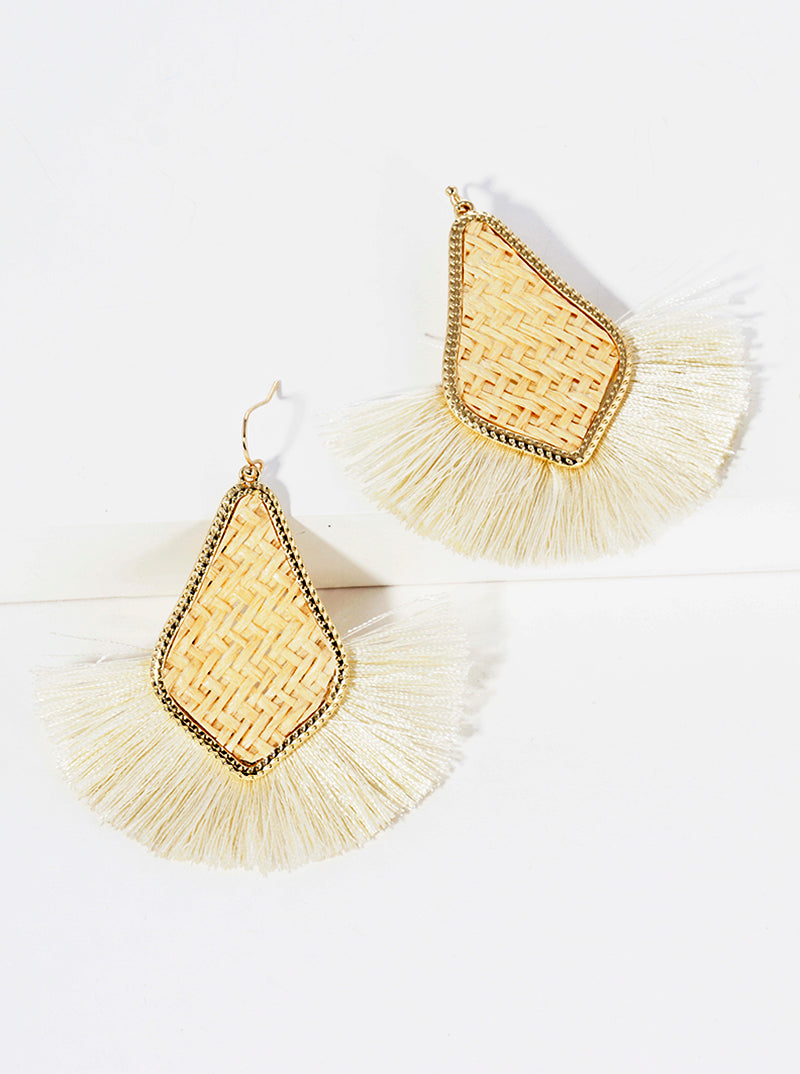 Thread Fan Tassel Embellished Dangle Drop Earrings