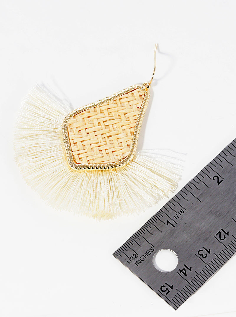 Thread Fan Tassel Embellished Dangle Drop Earrings
