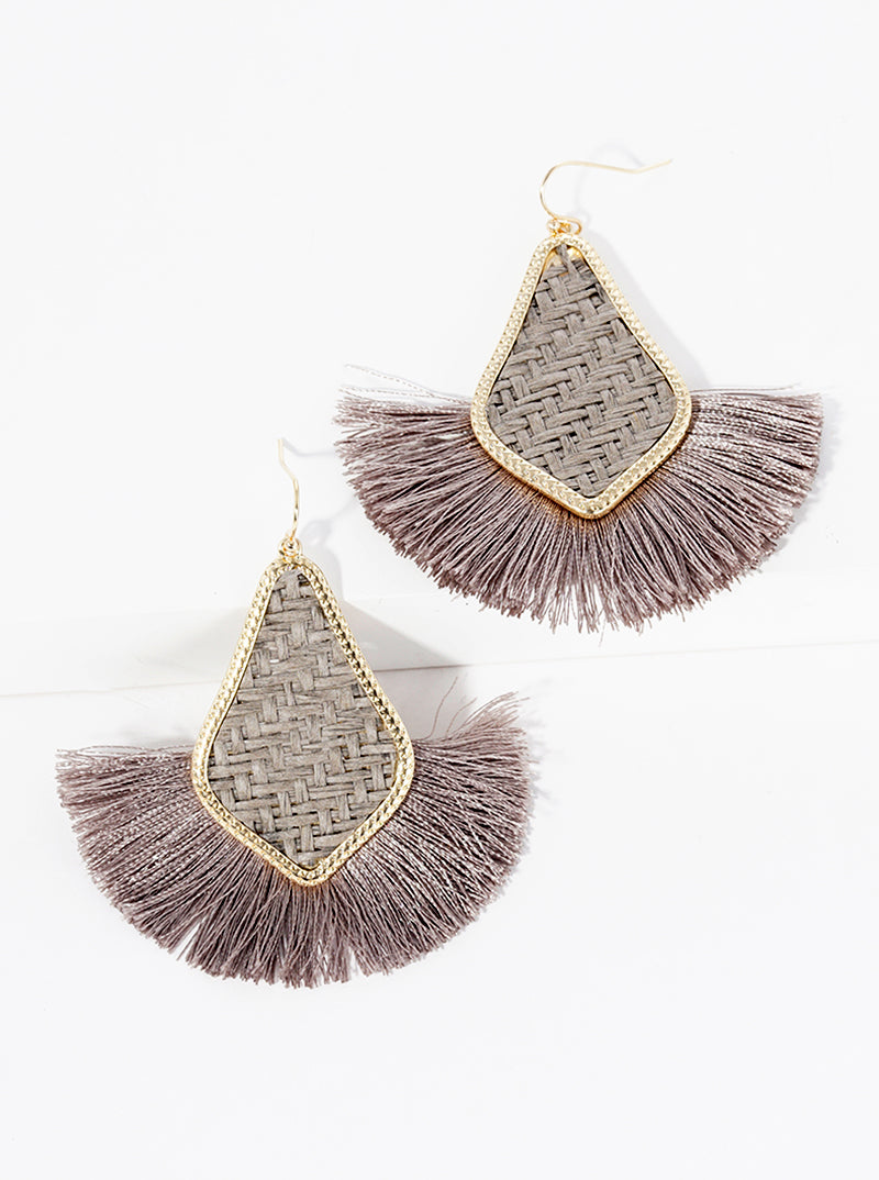 Thread Fan Tassel Embellished Dangle Drop Earrings