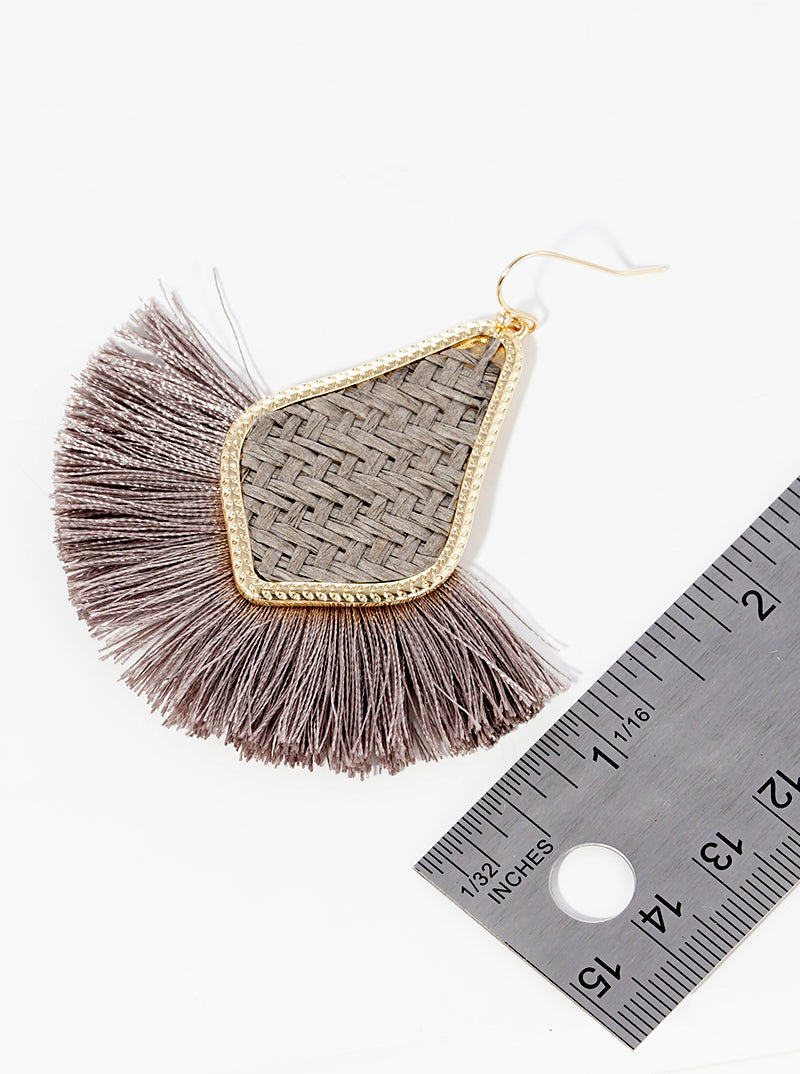 Thread Fan Tassel Embellished Dangle Drop Earrings
