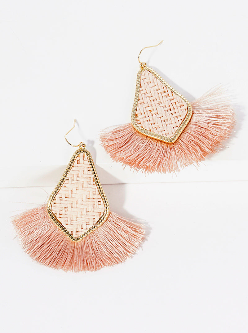 Thread Fan Tassel Embellished Dangle Drop Earrings