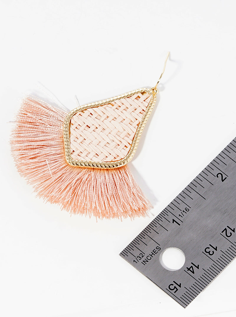 Thread Fan Tassel Embellished Dangle Drop Earrings