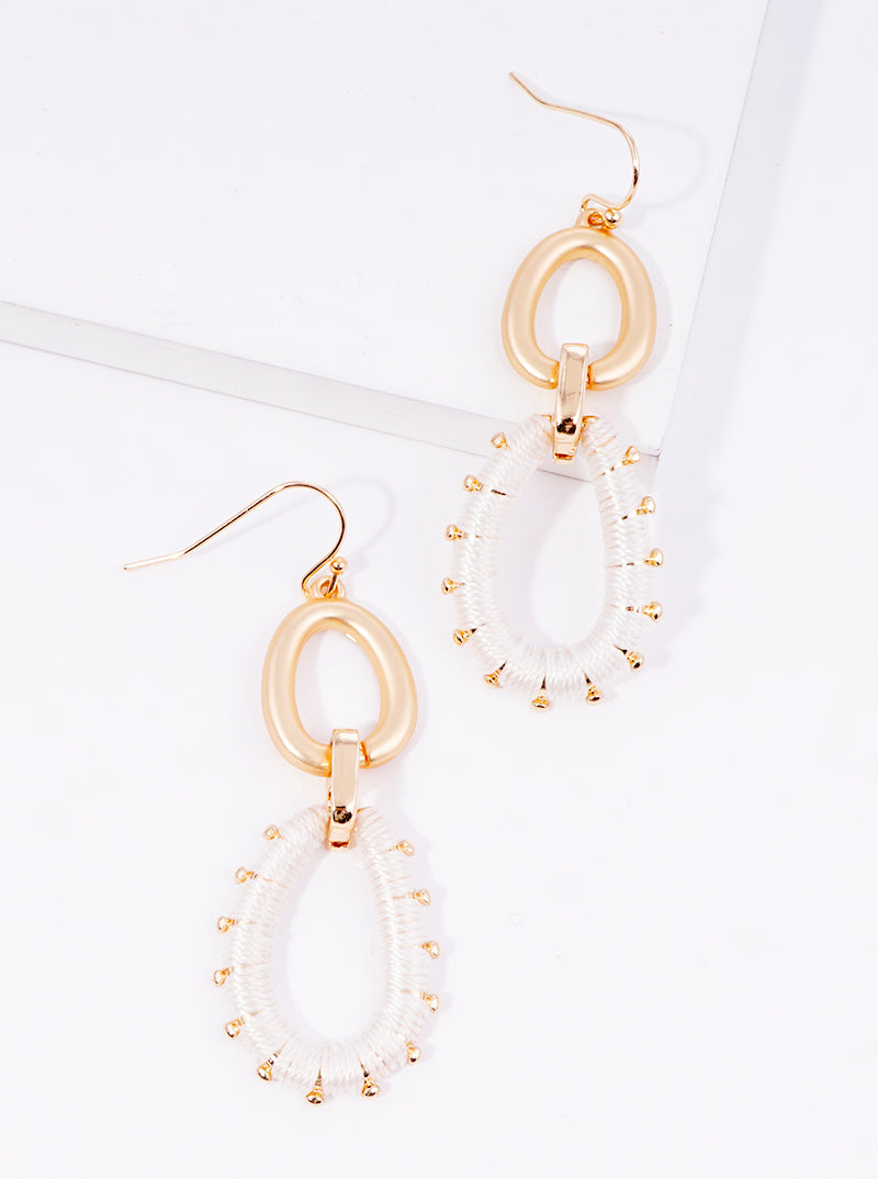 Thread Wrapped Oval Drop Dangle Earrings
