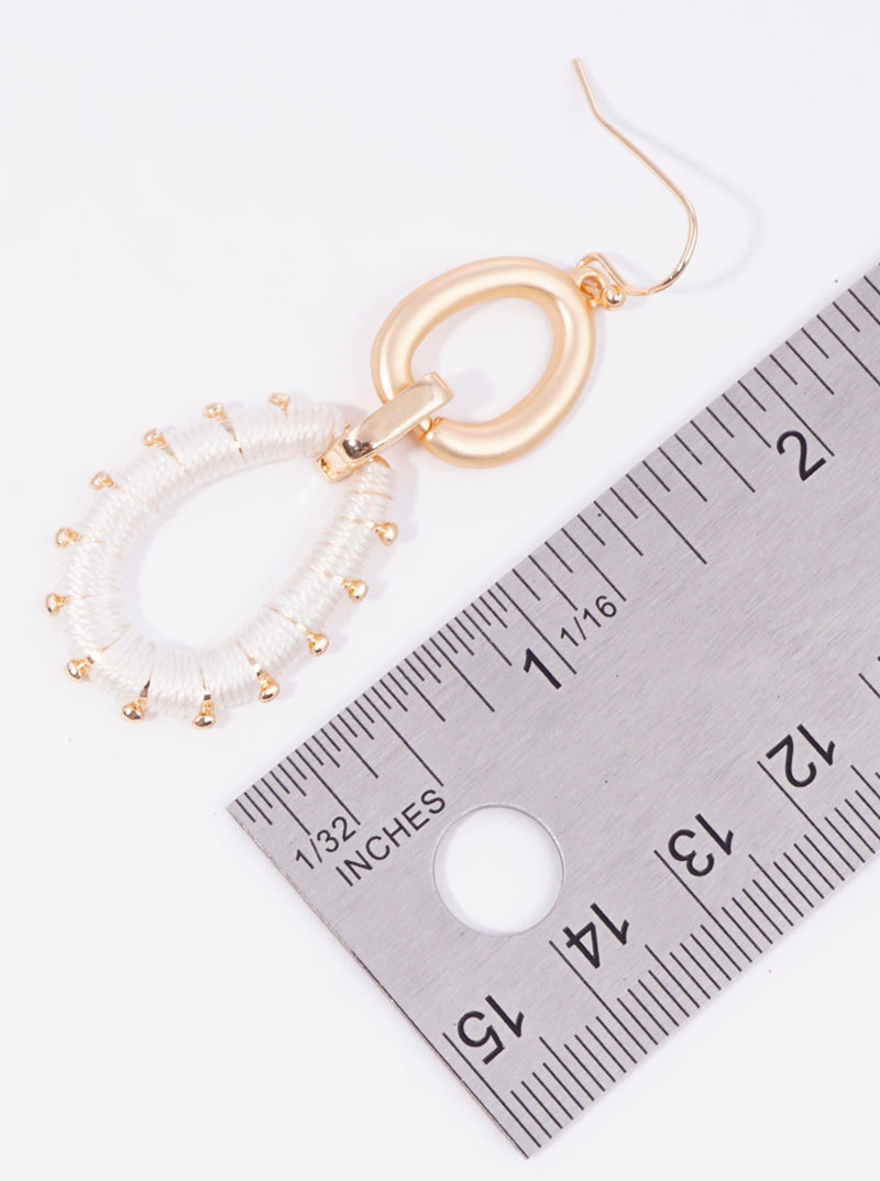 Thread Wrapped Oval Drop Dangle Earrings