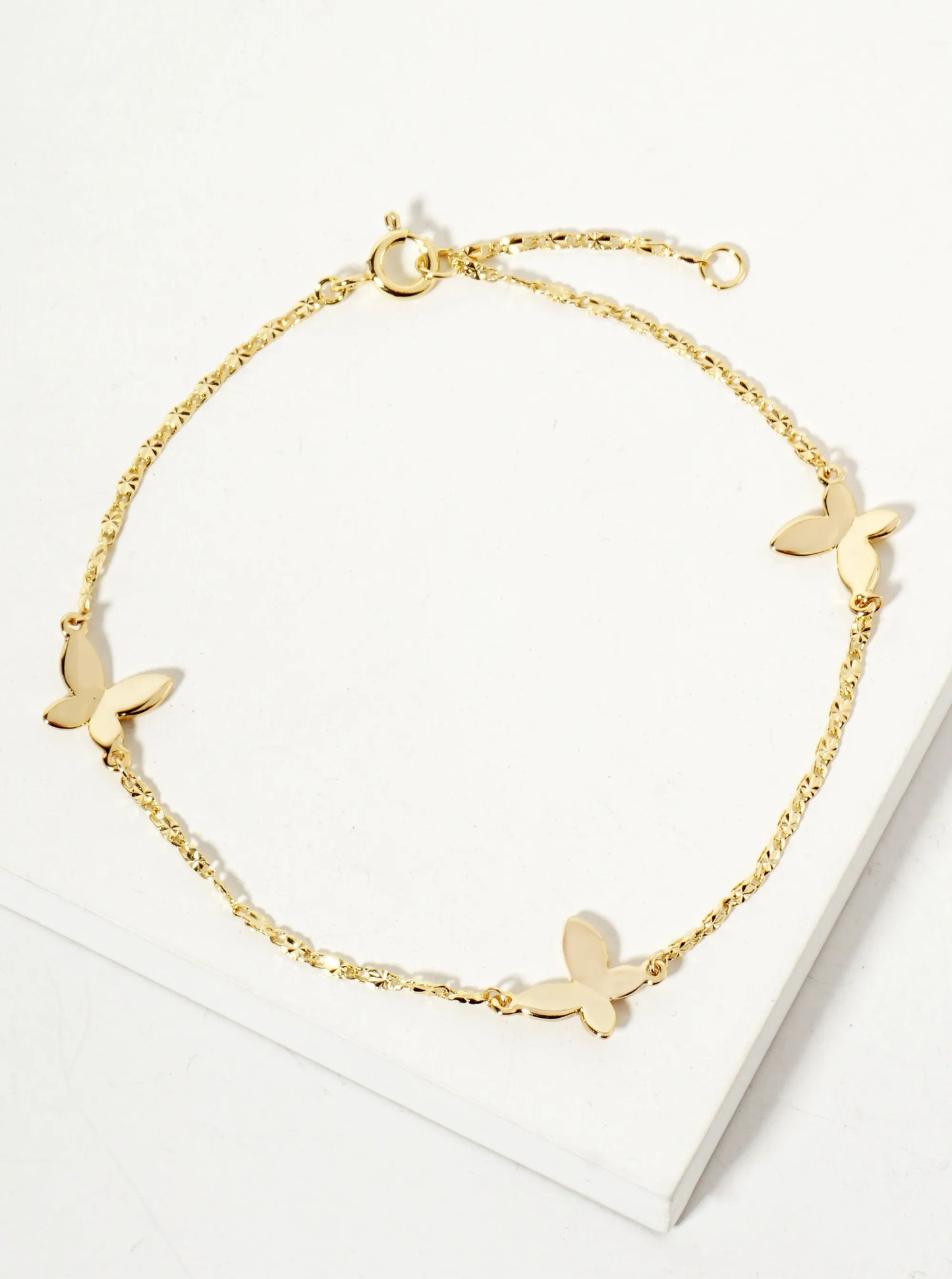 Three Butterfly 18K-Gold-Dipped Polished Brass Chain Bracelet