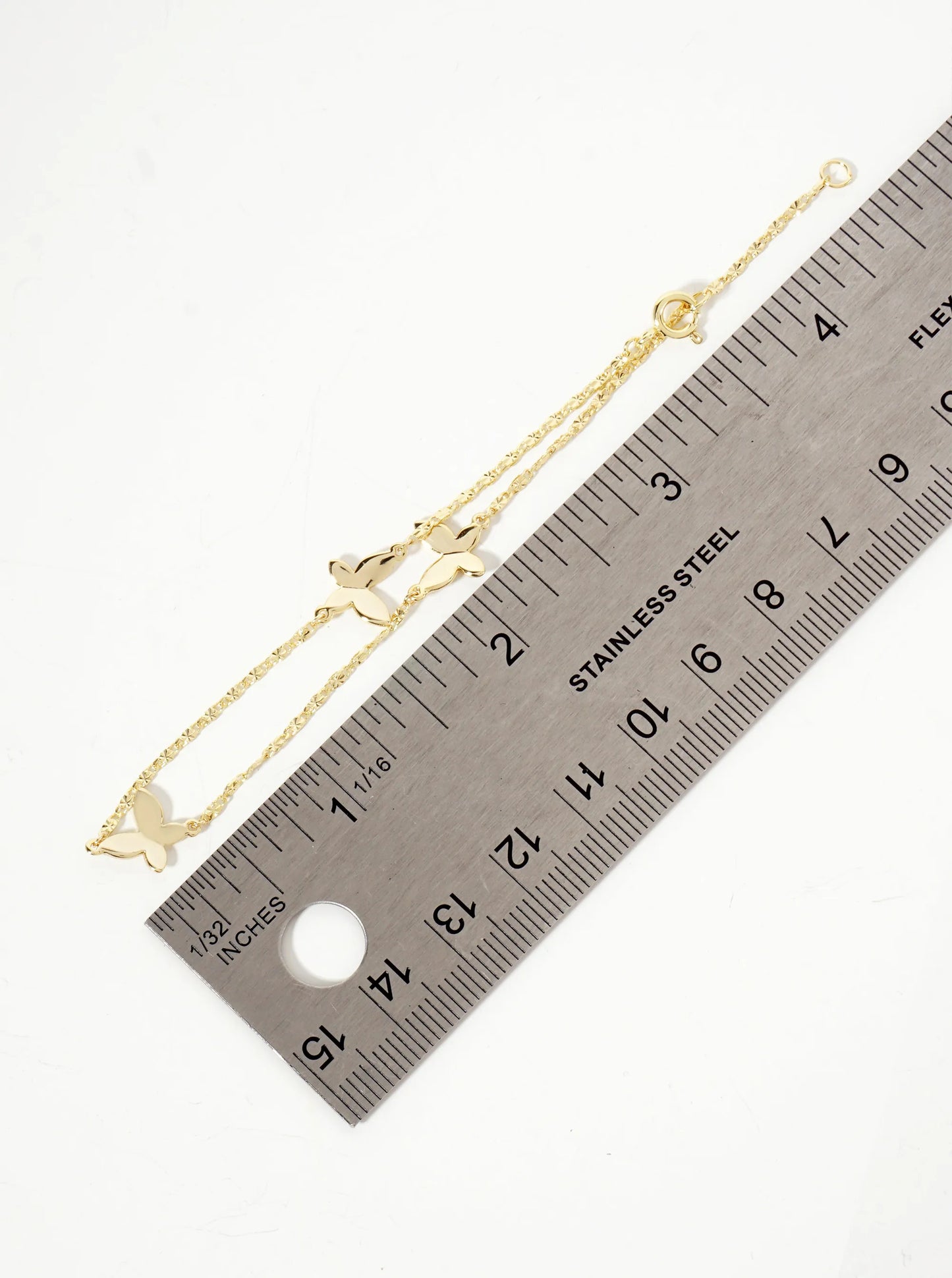 Three Butterfly 18K-Gold-Dipped Polished Brass Chain Bracelet