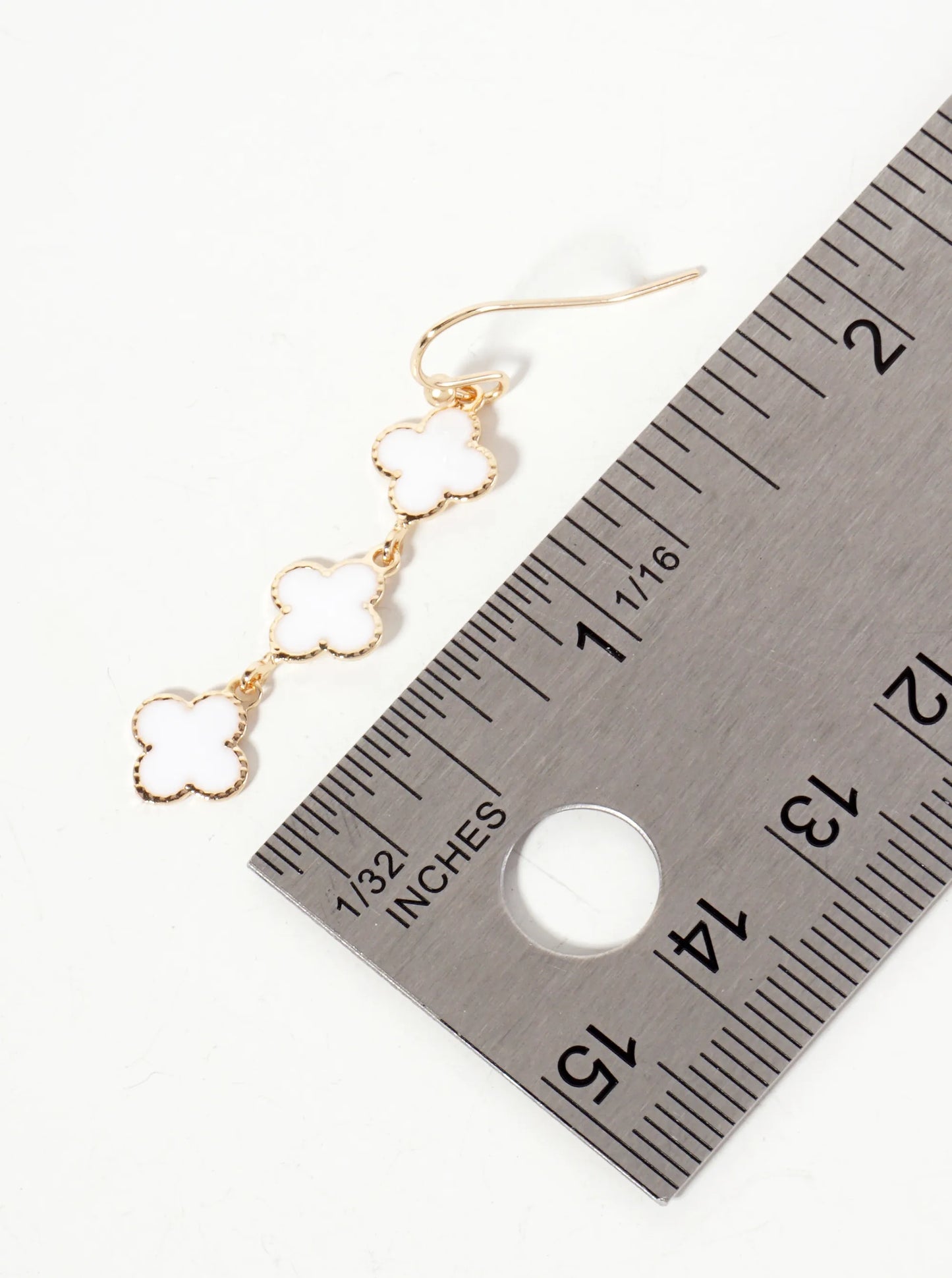 Three Delicate Enamel Quatrefoil Drop Dangle Earrings
