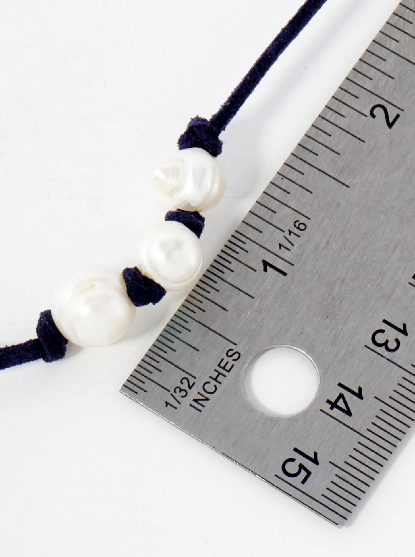 Three Freshwater-Pearl Leatherette 12-Inch Choker Necklace
