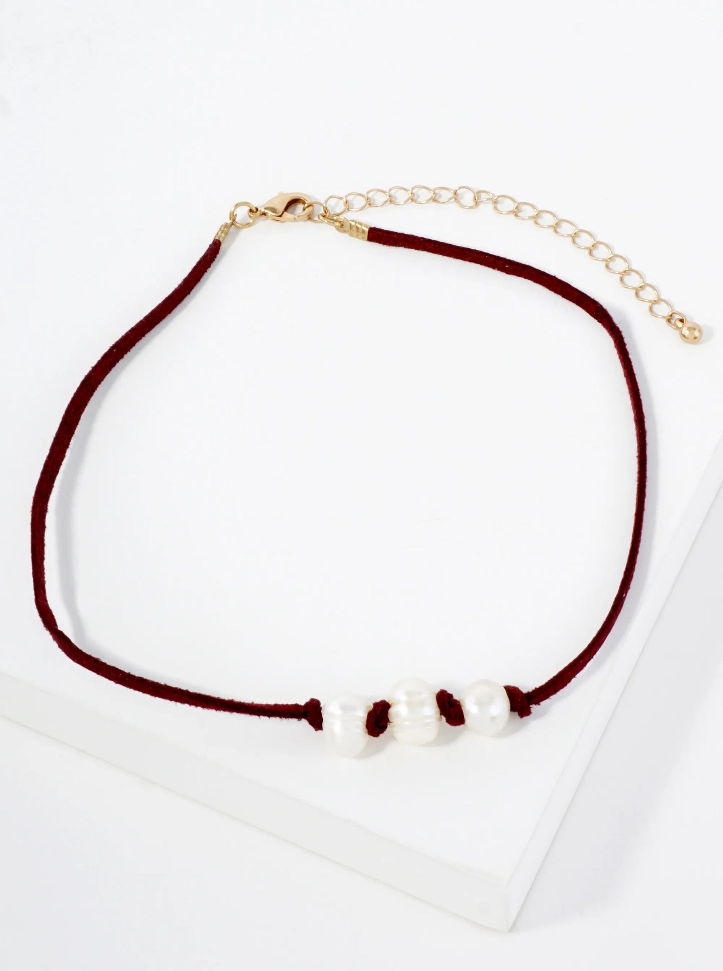 Three Freshwater-Pearl Leatherette 12-Inch Choker Necklace