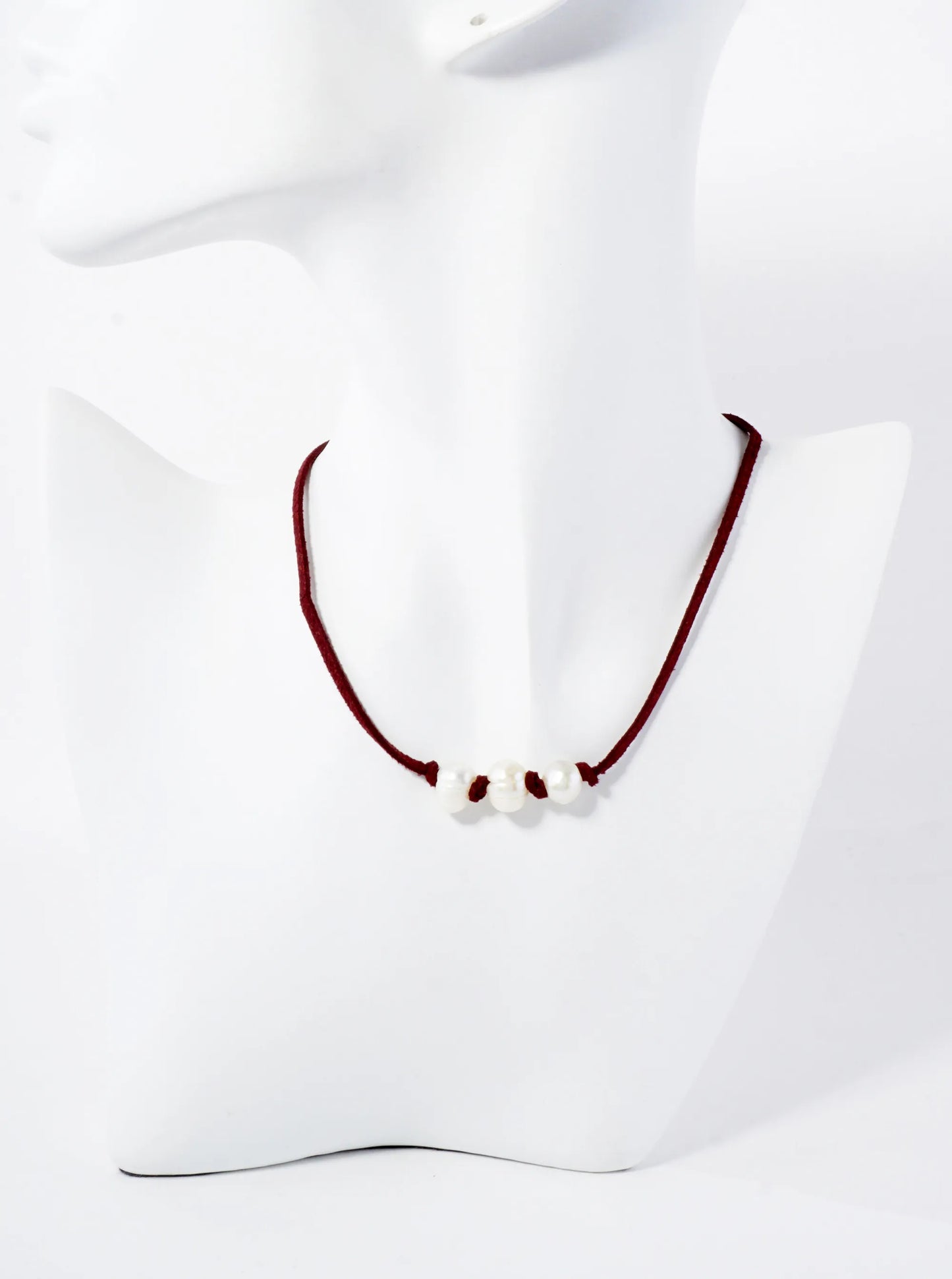 Three Freshwater-Pearl Leatherette 12-Inch Choker Necklace