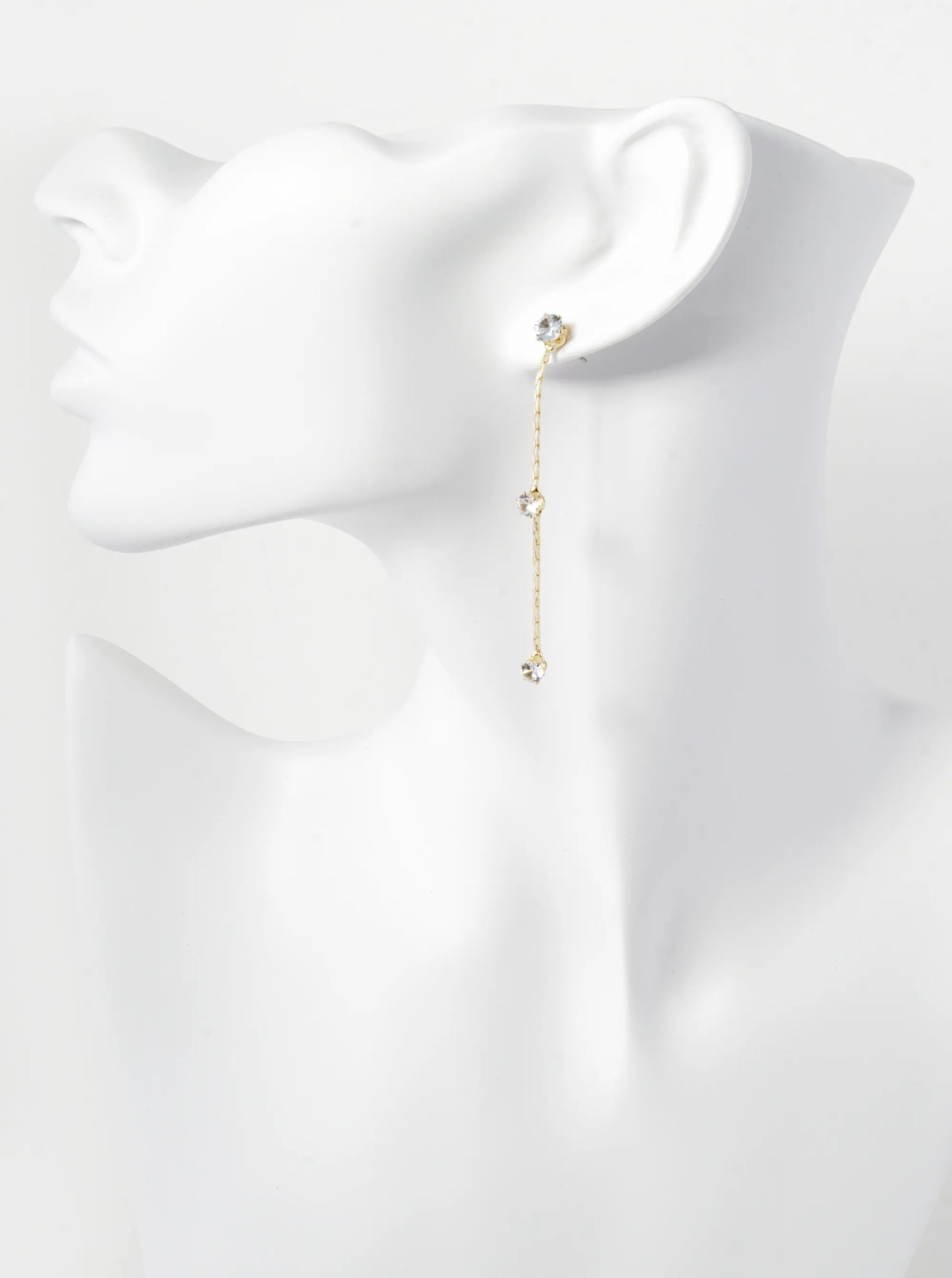 Three Graduated Stone Drop Station Chain Drop Earrings