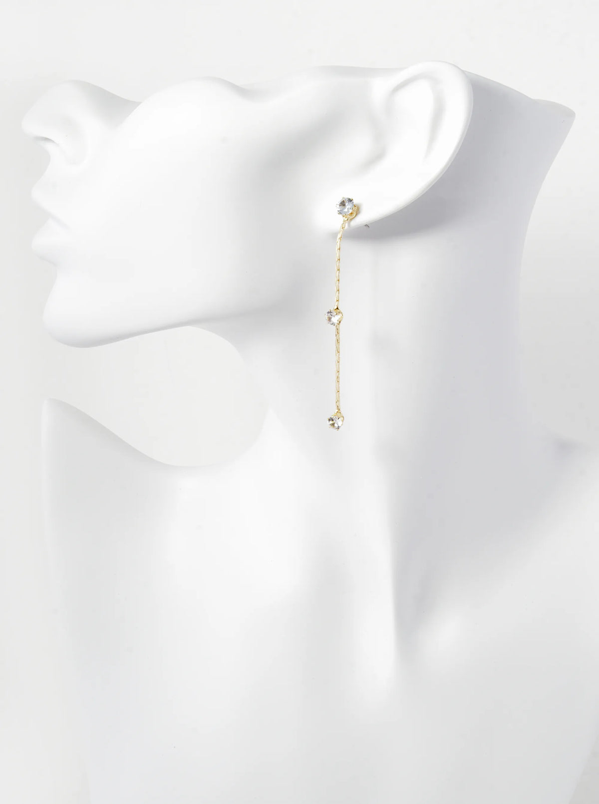 Three Graduated Stone Drop Station Chain Drop Earrings