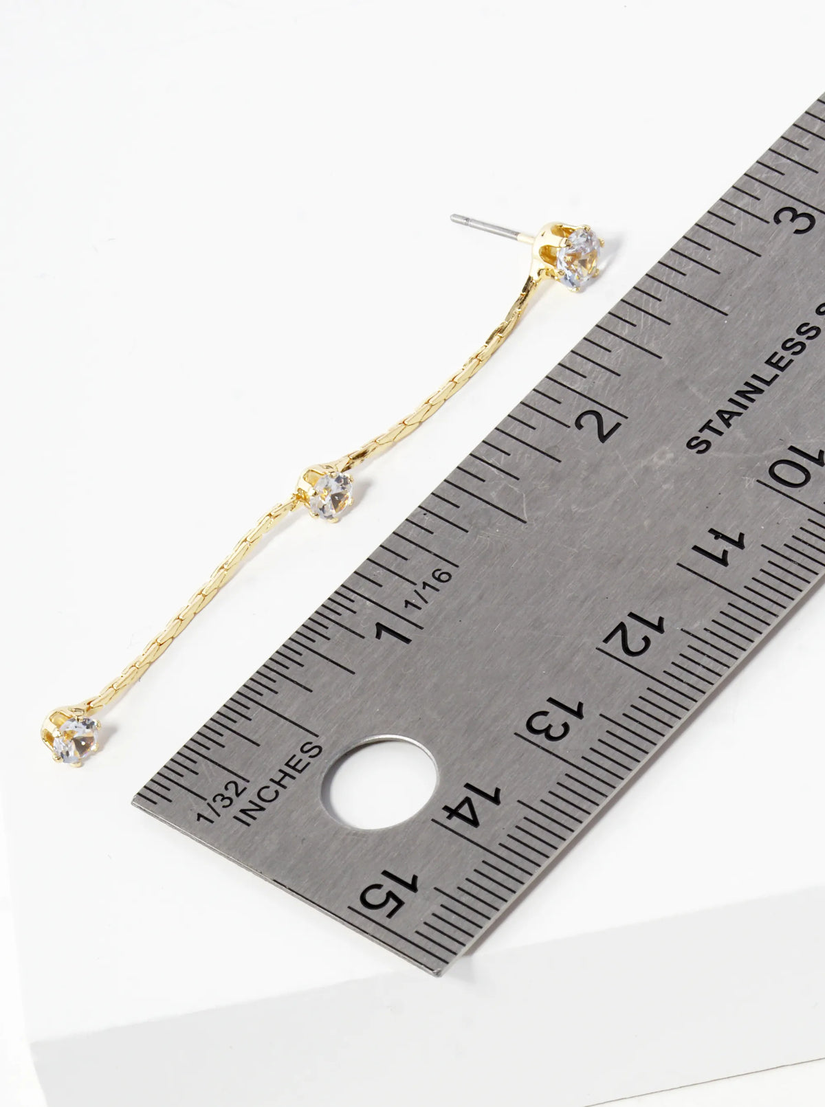 Three Graduated Stone Drop Station Chain Drop Earrings