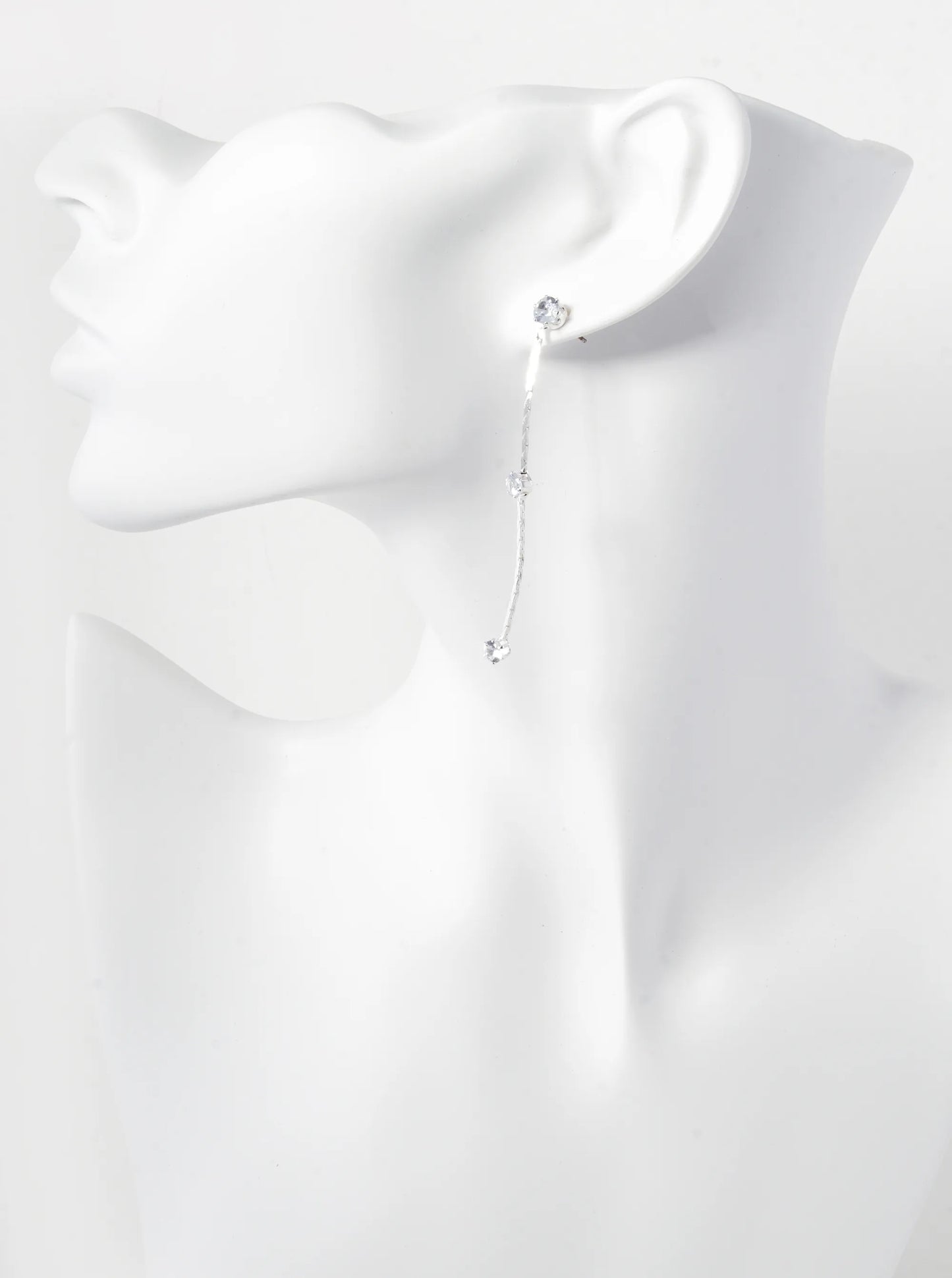 Three Graduated Stone Drop Station Chain Drop Earrings