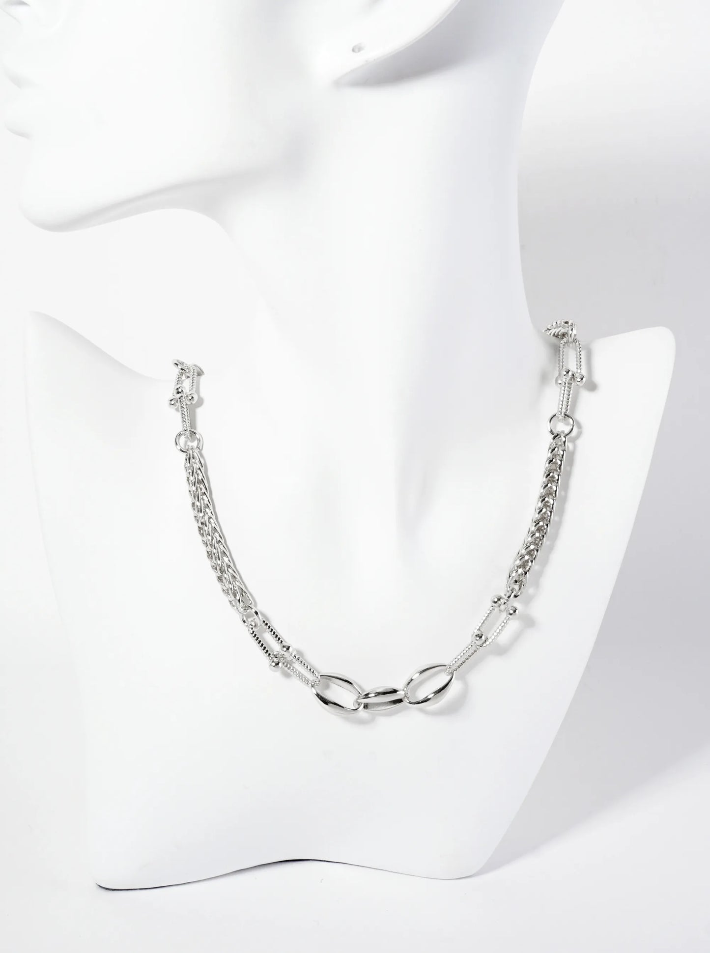 Three Oval-Chain Accents 18K-Gold-Dipped 5mm Wheat-Chain HardWear-Chain Necklace